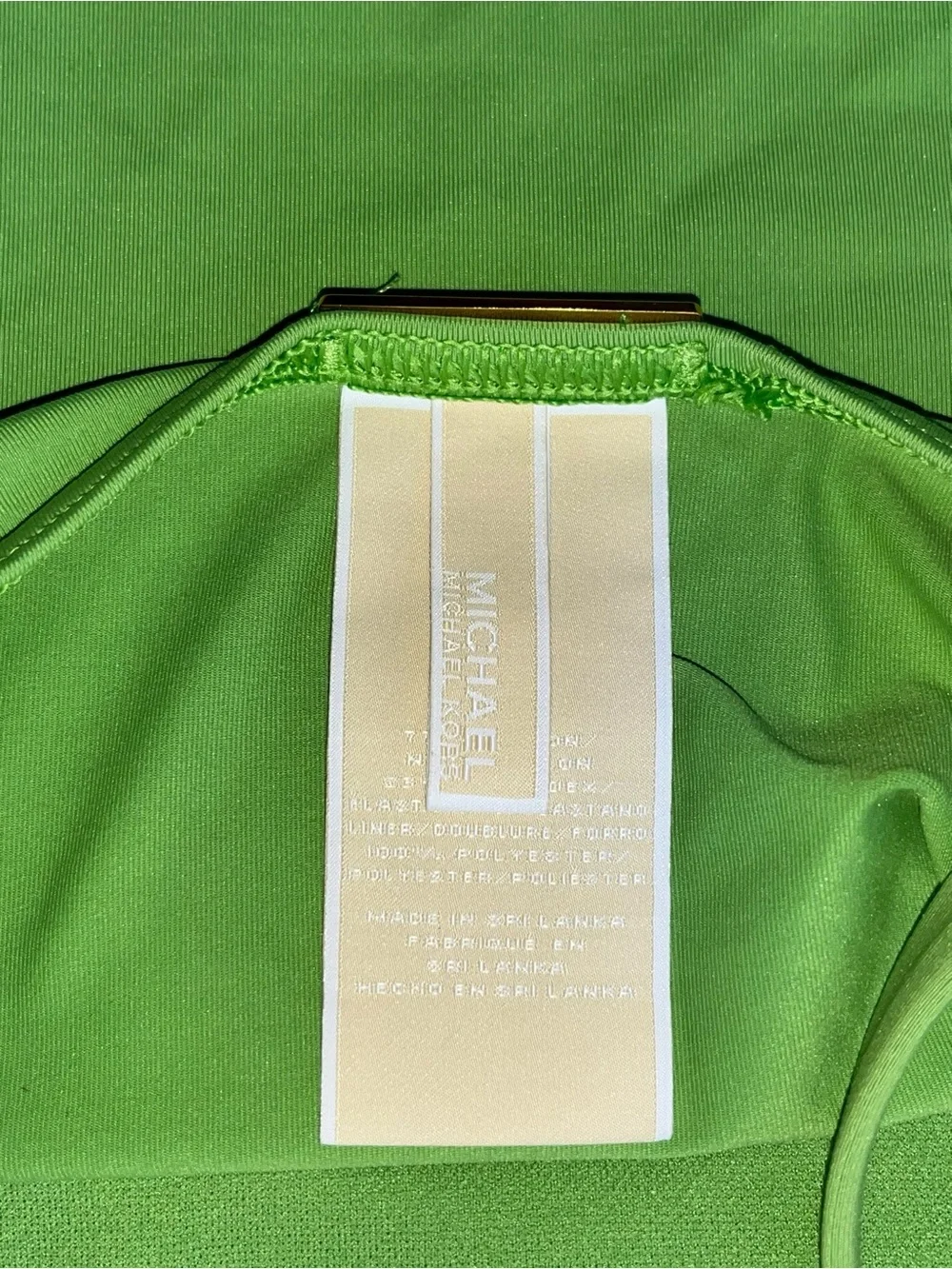 Michael Kors Vintage Green Goldtone Branded Logo Ring Swimsuit Size 14